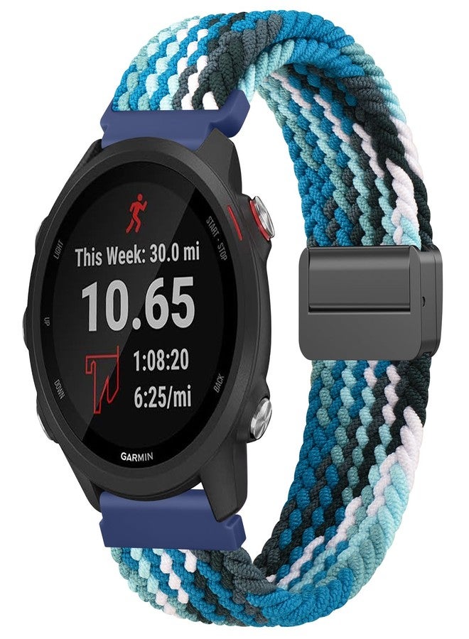 Meliya Compatible with Garmin Forerunner 245/645/55/158 Watch Band Women Men, 20mm Soft Nylon Replacement Band for Garmin Venu Sq/Venu/Vivoactive 5/Vivoactive 3/Vivomove Sport Smart Watch (Ocean Blue) - Image 1