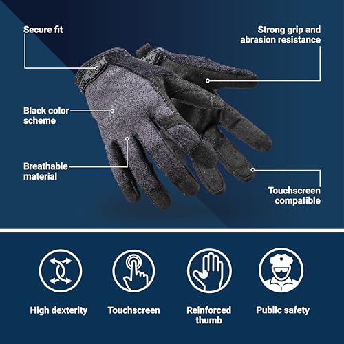 HexArmor Law Enforcement Search Safety Tactical Black Work Gloves, HexBlue 2132 Series - Image 2