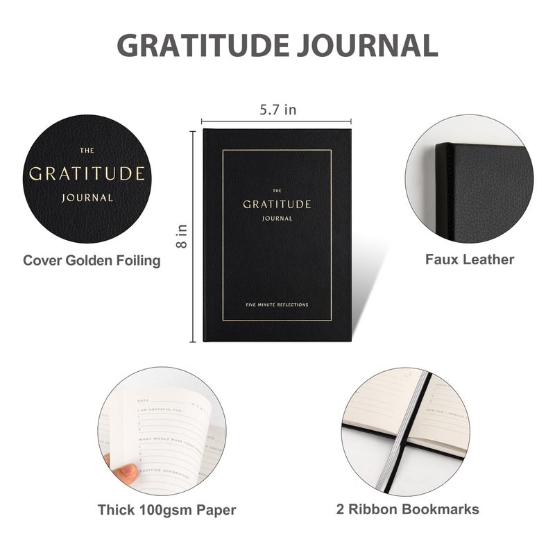 &And Per Se Gratitude Journal â€“ Five Minutes a Day to Cultivate Mindfulness, Happiness, Affirmations & Self-Reflection â€“ Undated Daily Gratitude Journal for Women & Men (Bold Black) - Image 3