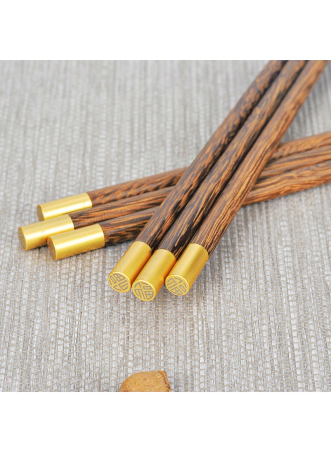 18/21cm Children's Chopsticks Chicken Wings Wooden Chopsticks Red Sandalwood Chopsticks Solid Wood Household Children's Chopsticks Fu Chopsticks Garden-Color:19cm Garden Top Fortune  - Image 3