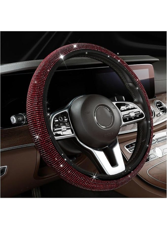 Generic Steering Wheel Cover, 83cm Diamond Crystal Car Wheel Protector for Women Girls, Steering Wheel Decoration Accessories Anti-slip Screws 