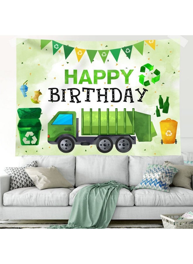 Rsuuinu Garbage Truck Happy Birthday Backdrop Boy Bang Boom Crash Dump Everything Celebrate Birthday Photography Green And Blue Background Birthday Party Decorations Supplies Photo Booth Props 7X5Ft - Image 5