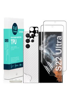 Ibywind Pack of 2 Samsung Galaxy S22 Ultra 5g Screen Protector 6.8 Inch With Camer Lens Protector and Back Carbon Fiber Film Bubble Free Smart Film Tech 99 Percent Hd Clear Easy to Install  - Image 1