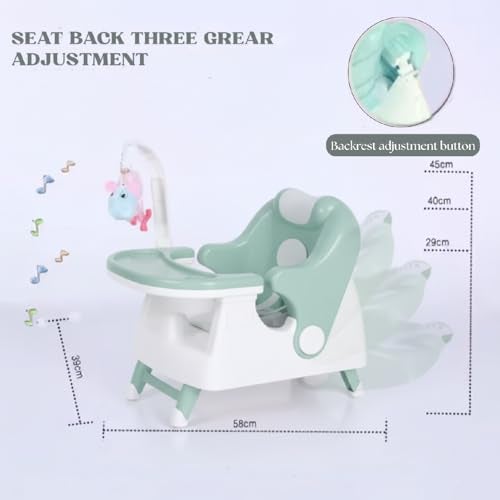Metreno 2in1 Baby Feeding Chair for 0 to 5 Years Multi-Functional Bathing & Booster Seat Kids Shower Chair with Tray High Chair for Baby Toddlers Children Eating Baby Chair Plastic (Green) - Image 4