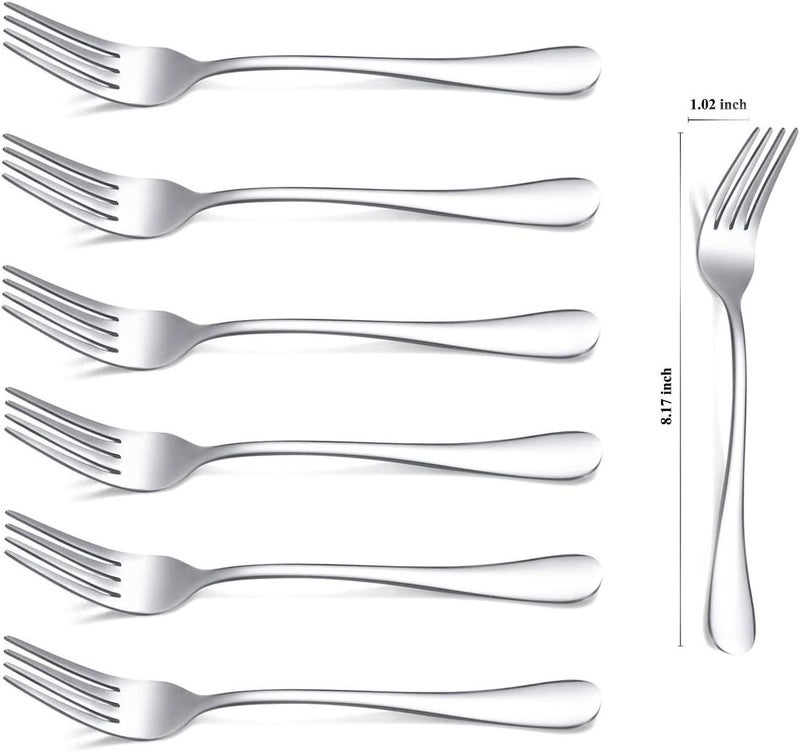 Kyraton Dinner Fork 6 Pieces, Stainless Steel 8.17 Inch Forks Silverware, Table Forks Set of 6 - Image 2