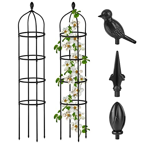 Miuwauer Garden Obelisk Trellis for Climbing Plants Outdoor 6 Ft Rose Bush Round Trellis for Pots Rustproof Metal Plant Flower Trellises for Clematis Vine Jasmine Support Outdoor Indoor - Image 1