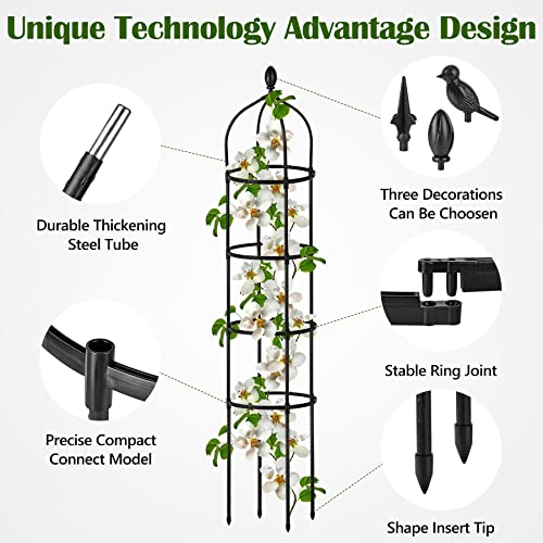 Miuwauer Garden Obelisk Trellis for Climbing Plants Outdoor 6 Ft Rose Bush Round Trellis for Pots Rustproof Metal Plant Flower Trellises for Clematis Vine Jasmine Support Outdoor Indoor - Image 4