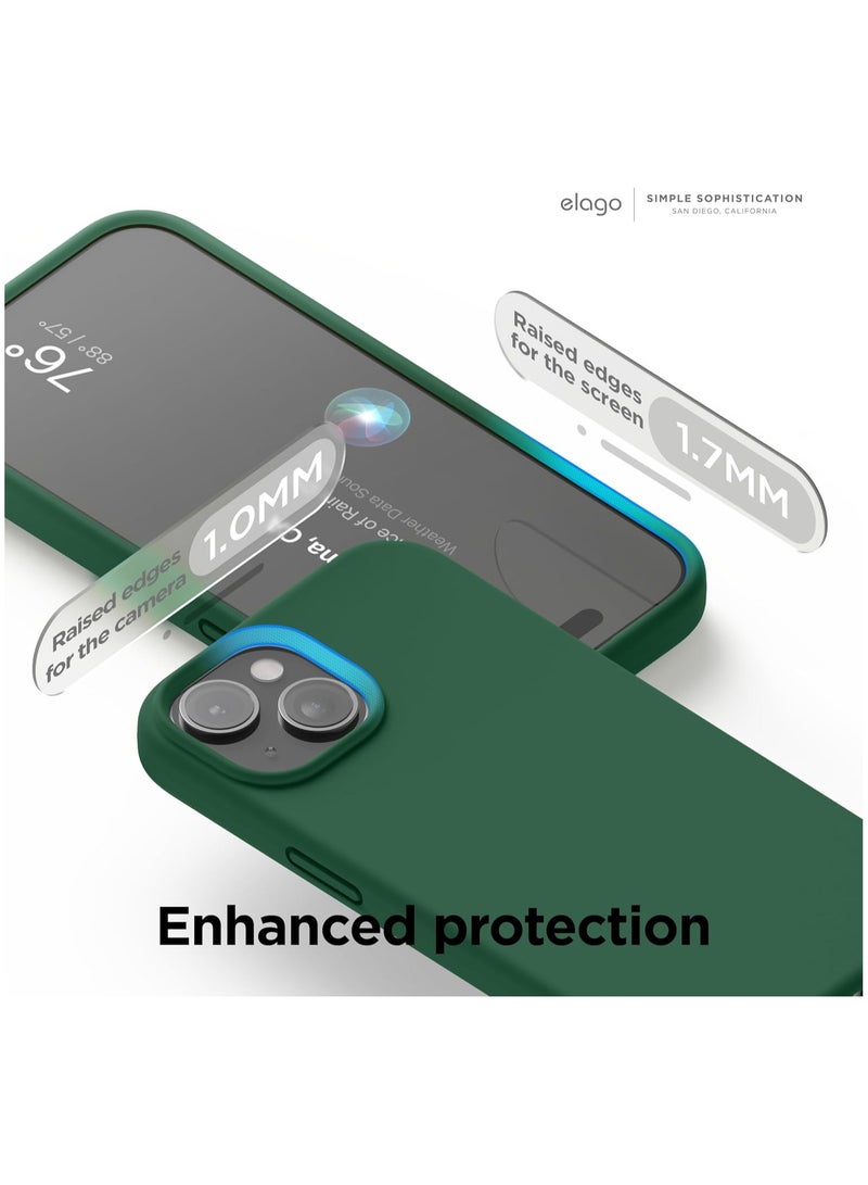 Silicone Case Compatible with iPhone 15, Slim Liquid Silicone Phone Case with Soft Rubber Overlays, Shockproof Bumper with TPU Lining (Alpine Green) - Image 4