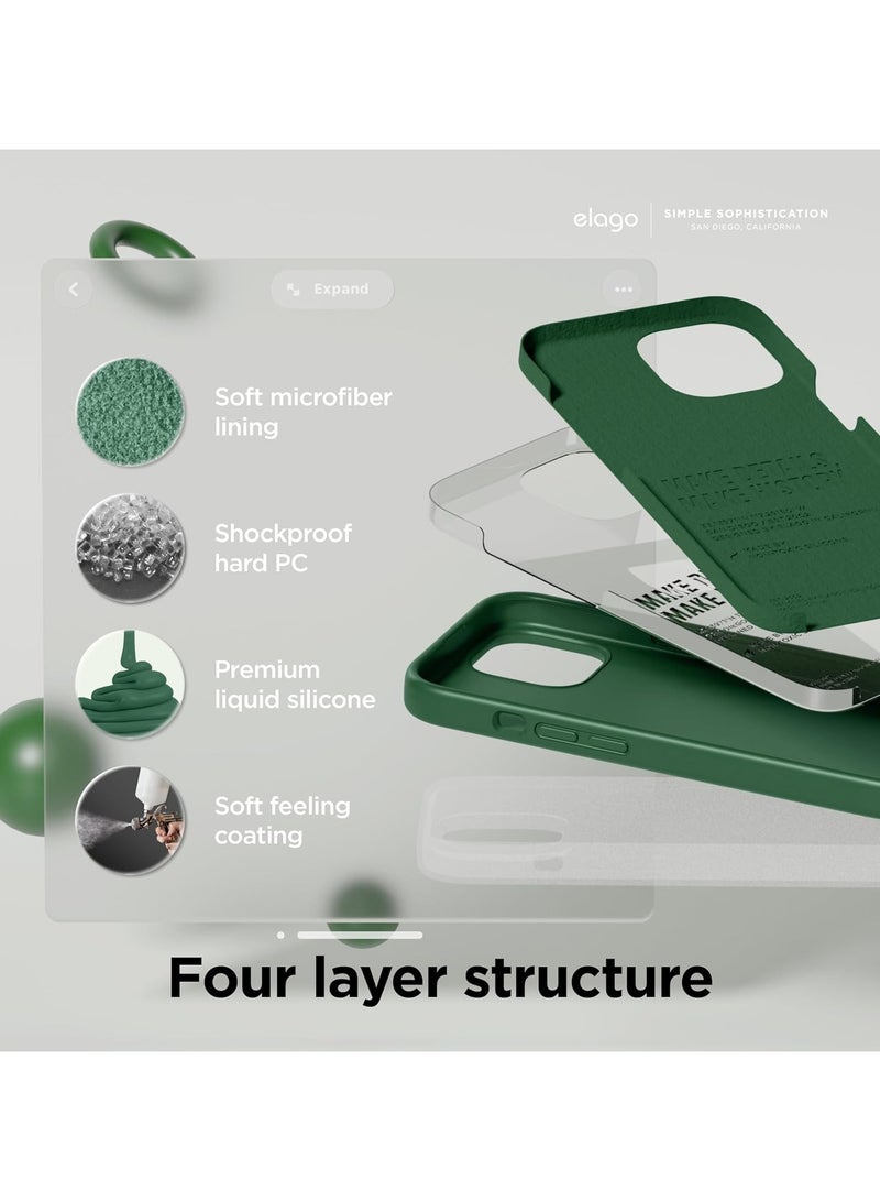 Silicone Case Compatible with iPhone 15, Slim Liquid Silicone Phone Case with Soft Rubber Overlays, Shockproof Bumper with TPU Lining (Alpine Green) - Image 5