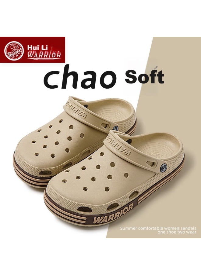 Pull Back Warrior Men's Hollow Out Thick Sole Anti-slip Eva Slippers Outdoor Beach Sandals Hl0237 Khaki Size 44 - Image 2