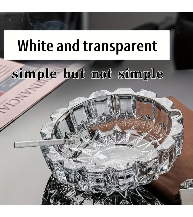 1pc Art Deco Round Glass Ashtray Elegant Reticulated Design Versatile Indoor Outdoor Use Easy Clean - Image 2