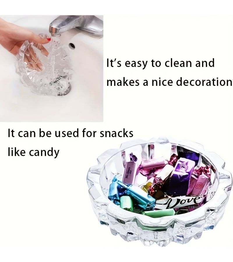 1pc Art Deco Round Glass Ashtray Elegant Reticulated Design Versatile Indoor Outdoor Use Easy Clean - Image 4