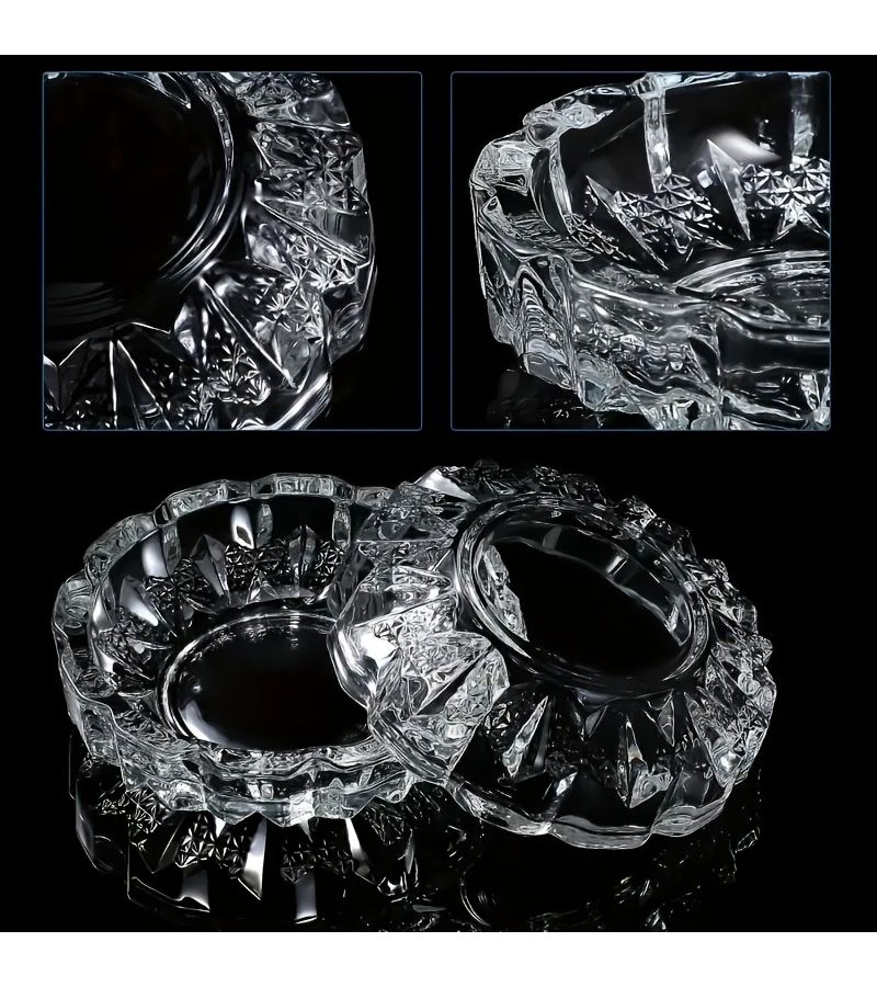 1pc Art Deco Round Glass Ashtray Elegant Reticulated Design Versatile Indoor Outdoor Use Easy Clean - Image 5