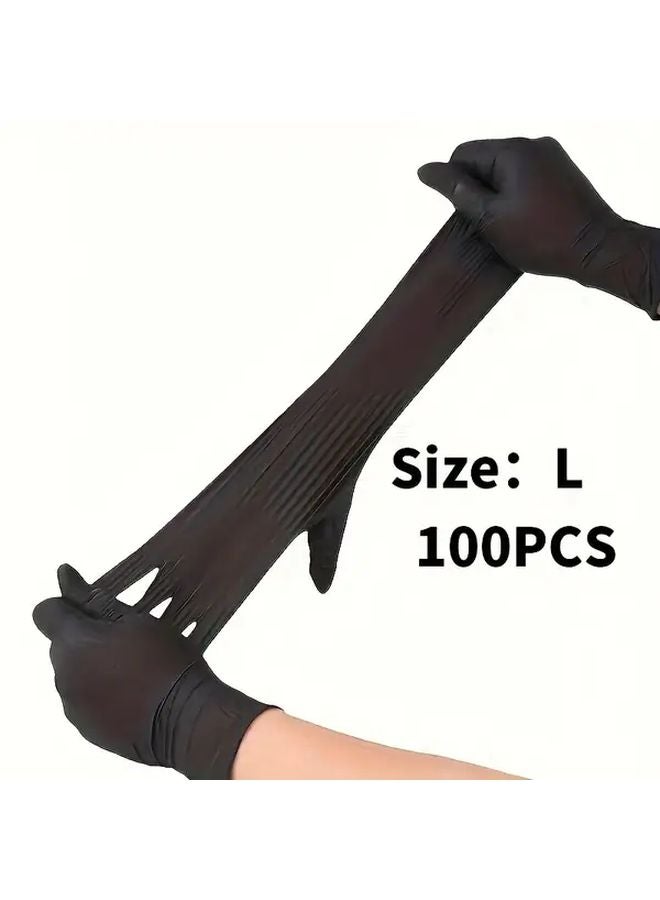 Black Nitrile Gloves Size L Disposable Durable Elastic Waterproof for Home Salon Pet Car Washing - Image 1
