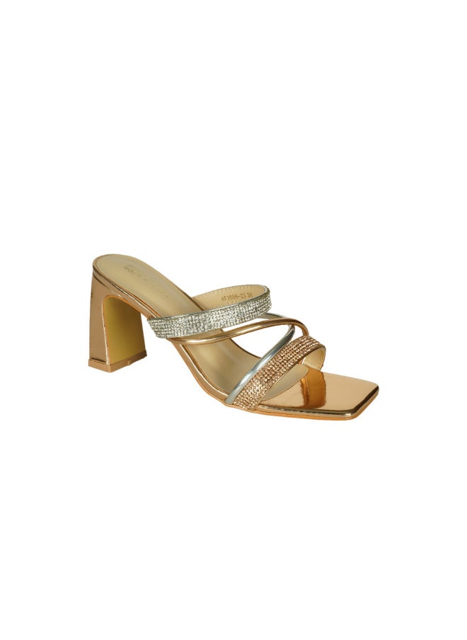 ZAYNA 221-127 Zayna Ladies  High Block Heel Slip on 6F2086-23 Silver  - Image 1
