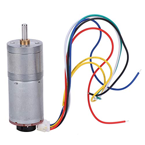 Hyuduo GA25-370 Gear Motor DC with Speed Encoder, Stainless Steel High Torque Electric Micro Speed Reduction Geared Motor Brush DC Motors Reducer Copper (DC12V 100RPM) - Image 1