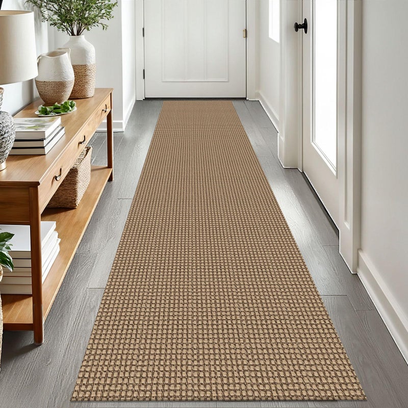 EARTHALL Woven Runner Rug 2x8 Ft Washable Runners for Hallways Cotton Non Slip Rubber Backed Kitchen Runner Braided Indoor Floor Carpet for Entryway, Hallway, Kitchen, Bedroom, Orange/Tan/Brown - Image 1