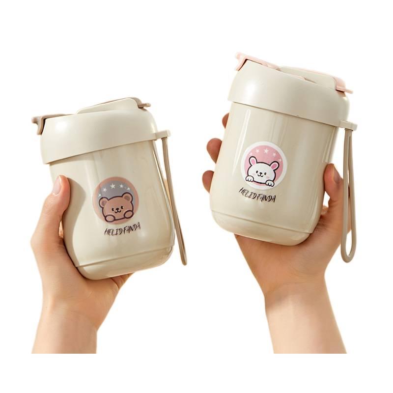 قارورة مياه للأطفال بغطاء بشفاط ومقبض من ستانلس ستيل - 360 ml مع غطاء بقشة مع مقبض من الستانلس ستيل - Image 3