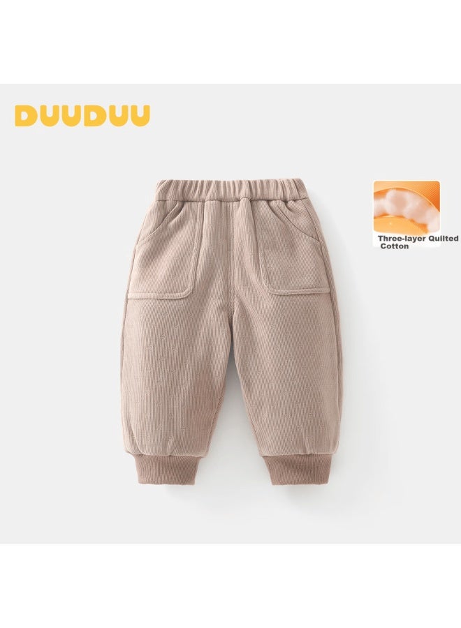 Duuduu Kids Cotton Pants Baby Trousers Winter New Thickened Warm Casual Pants Three-layer Outerwear
