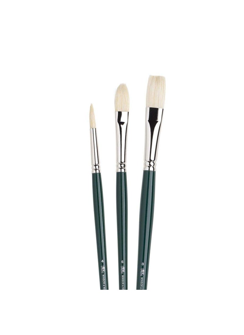 WINSOR & NEWTON Winsor & Newton Winton Hog Bristle Brush - Assorted Set- Long Handle - Pack of 3  - Image 2