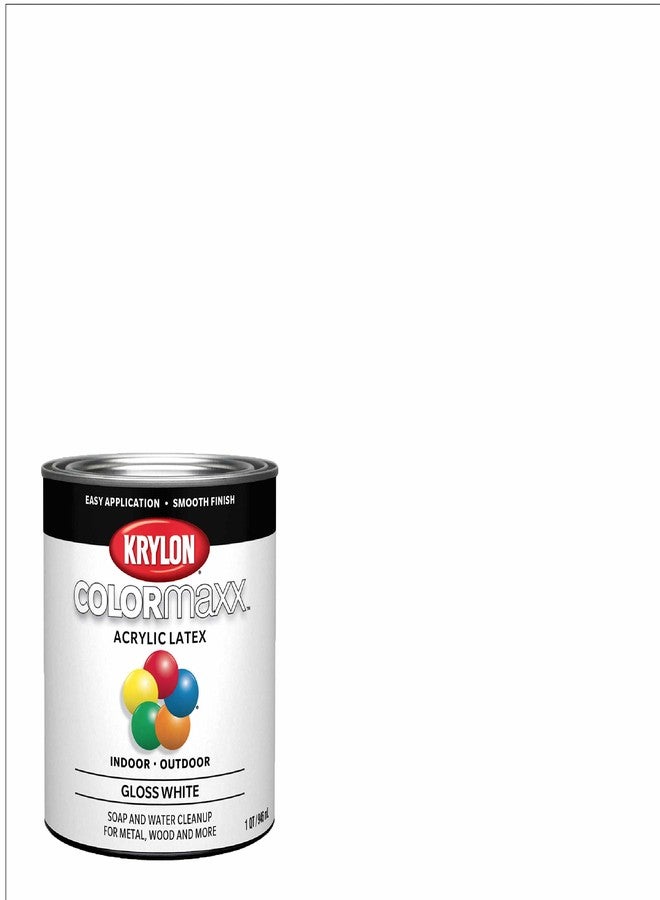 Krylon K05612007 COLORmaxx Acrylic Latex Brush On Paint for Indoor/Outdoor Use, ½ Pint, Gloss White - Image 2