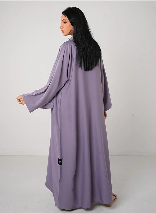جميلة Lavender Classic Open Abaya 3 pieces Set