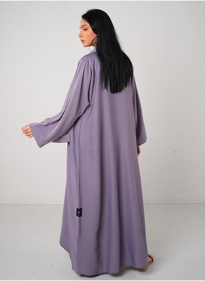 JAMEELA Lavender Classic Open Abaya 3 pieces Set - Image 3