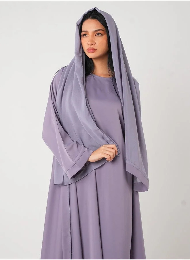 جميلة Lavender Classic Open Abaya 3 pieces Set