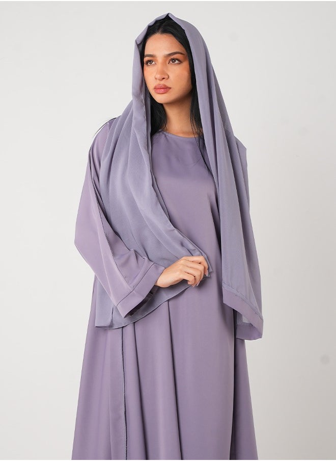 JAMEELA Lavender Classic Open Abaya 3 pieces Set - Image 2