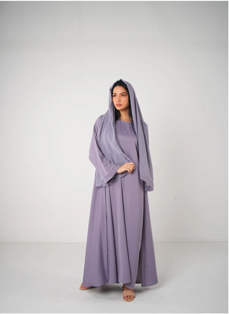 جميلة Lavender Classic Open Abaya 3 pieces Set