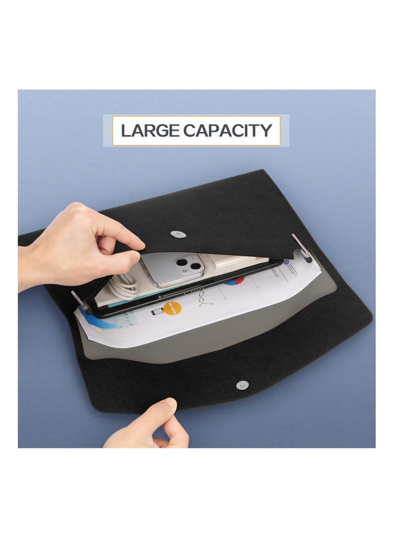 Waterproof Thin PU Leather A4 Expanding File Organizer, Portfolio Storage Case with Snap Closure, Letter Size Envelope Folder for Receipts, Contracts, and Pads. - Image 4