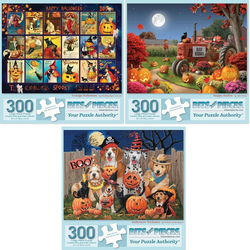 Bits and Pieces Value Set of 3 300 Piece Jigsaw Puzzles for Adults Each Puzzle Measures 18 x 24 300 pc Large Piece Halloween Jigsaws by Artist Various Artists - Image 4