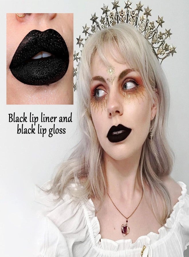 LJYBoBin Black Matte Liquid Lipstick Set,Waterproof Smudge Proof Black Lip Liner and Lipstick Set for Women,Velvet Long Lasting Non-stick Cup Lip Gloss Stain Set for Halloween Cosplay Goth Daily Lip Makeup - Image 3