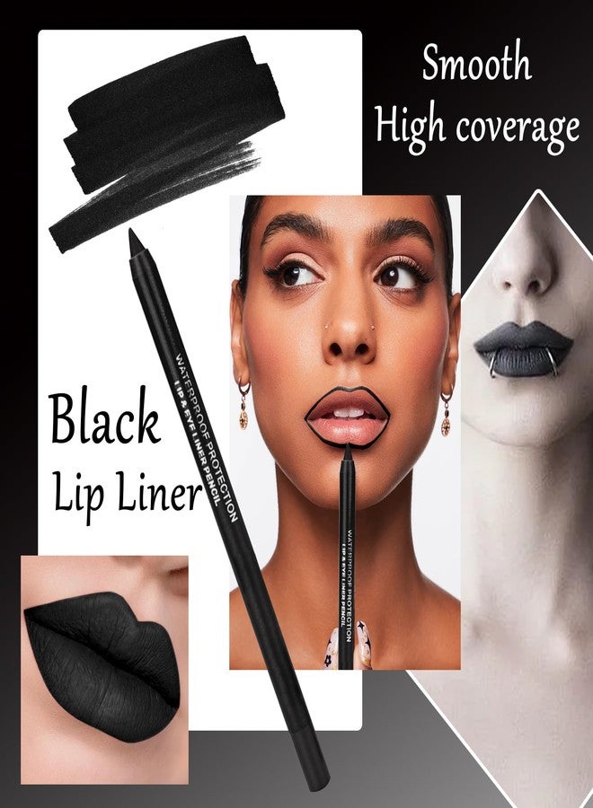 LJYBoBin Black Matte Liquid Lipstick Set,Waterproof Smudge Proof Black Lip Liner and Lipstick Set for Women,Velvet Long Lasting Non-stick Cup Lip Gloss Stain Set for Halloween Cosplay Goth Daily Lip Makeup - Image 5