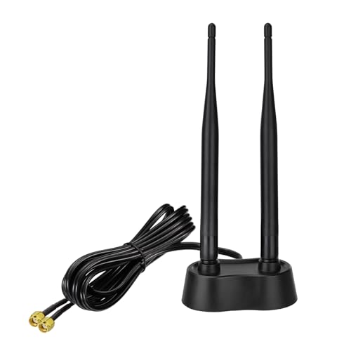 Eightwood 9dBi Dual Band WiFi Antenna 2.4GHz 5GHz RP-SMA WiFi Antennae with Magnetic Base and 6.5ft Extension Cable for PC Desktop Computer PCIe Bluetooth Wireless Network Card,WiFi Router - Image 1