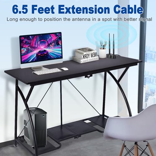 Eightwood 9dBi Dual Band WiFi Antenna 2.4GHz 5GHz RP-SMA WiFi Antennae with Magnetic Base and 6.5ft Extension Cable for PC Desktop Computer PCIe Bluetooth Wireless Network Card,WiFi Router - Image 3