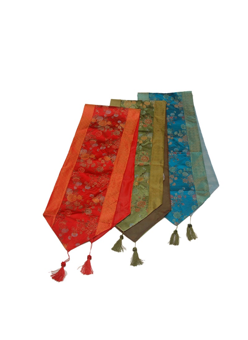 HANDMADE TABLE RUNNER MIXED COLOR 35x200 CM 3 SET
