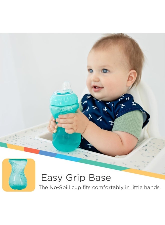 Nuby 3 Pack No Spill Toddler Sippy Cups - Toddler Cups Spill Proof with Easy and Firm Grip - BPA Free Toddlers Cups - Blue, Aqua, Green - Image 2