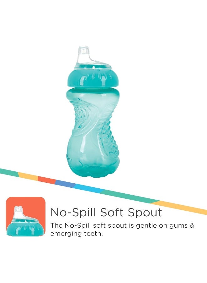 Nuby 3 Pack No Spill Toddler Sippy Cups - Toddler Cups Spill Proof with Easy and Firm Grip - BPA Free Toddlers Cups - Blue, Aqua, Green - Image 3