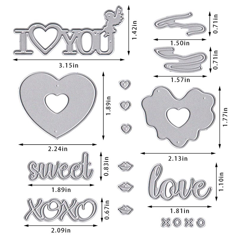 Hying Valentines Love Words Cutting Dies for Card Making Photo Album Decorations, Loving Heart Kiss Die Cuts Sweet Words Letters Dies Stencils Embossing Template for DIY Scrapbooking Craft - Image 2