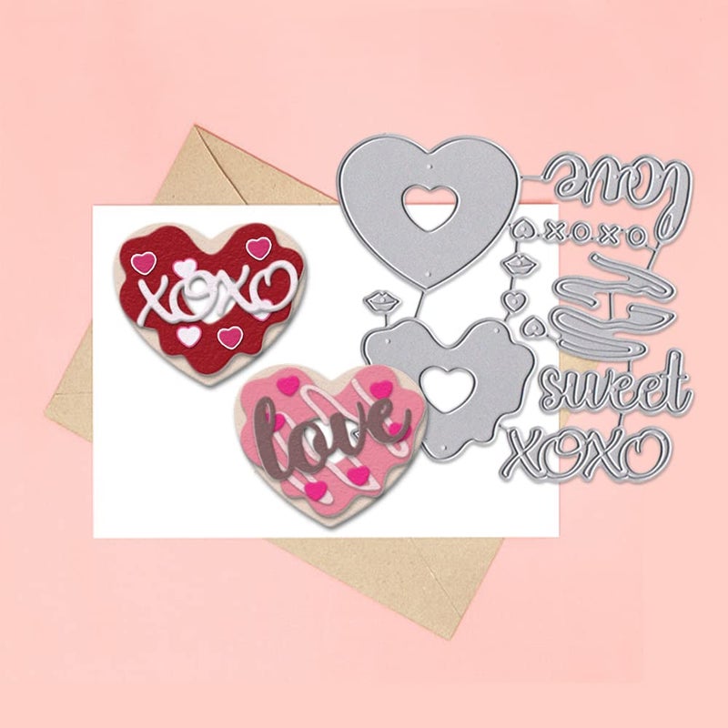 Hying Valentines Love Words Cutting Dies for Card Making Photo Album Decorations, Loving Heart Kiss Die Cuts Sweet Words Letters Dies Stencils Embossing Template for DIY Scrapbooking Craft - Image 3