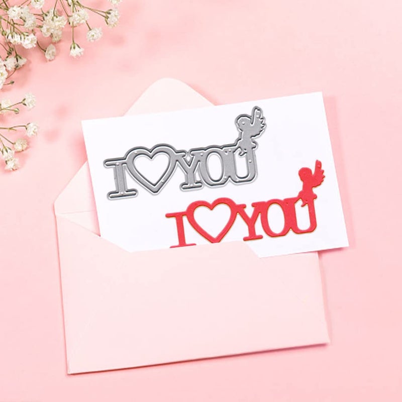 Hying Valentines Love Words Cutting Dies for Card Making Photo Album Decorations, Loving Heart Kiss Die Cuts Sweet Words Letters Dies Stencils Embossing Template for DIY Scrapbooking Craft - Image 5