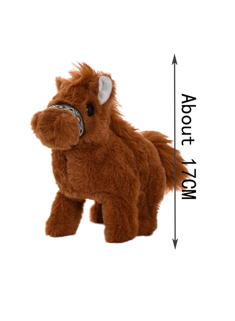 Dark Brown Horse Electronic Pet Plush Toy With Simulated Barking Sound, Can Walk, Interactive Toy Suitable For Children And Babies - Image 2