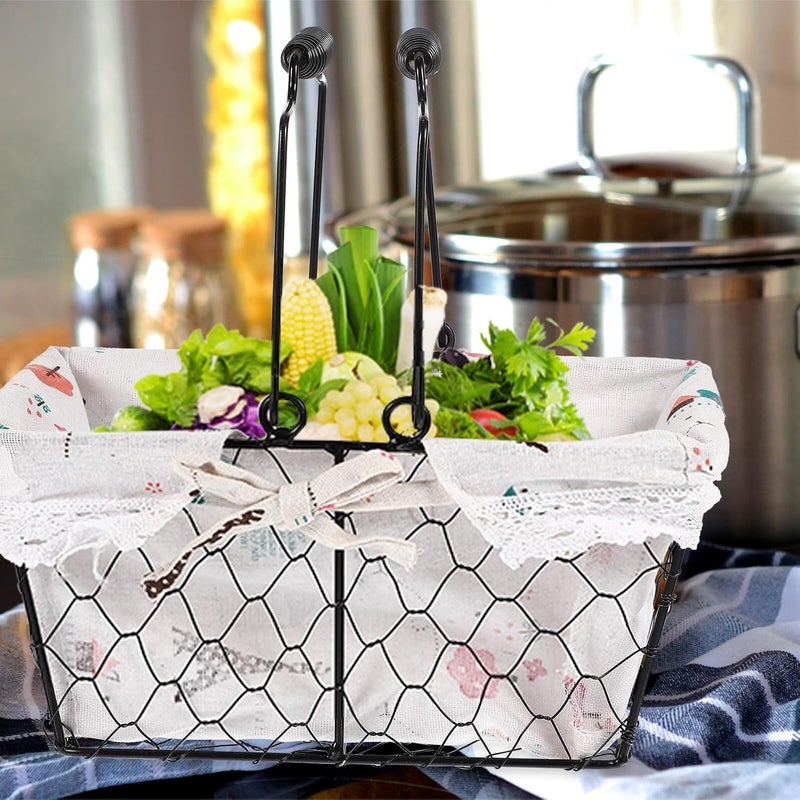 Iron Egg Basket with Fabric Liner Storage Holder for Kitchen Countertop Breathable Fruit and Snack Organizer Basket for Home Storage and Pantry Random Color Random Style - Image 4