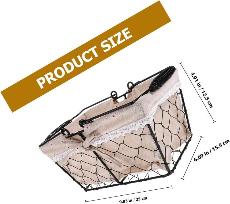 Iron Egg Basket with Fabric Liner Storage Holder for Kitchen Countertop Breathable Fruit and Snack Organizer Basket for Home Storage and Pantry Random Color Random Style - Image 2