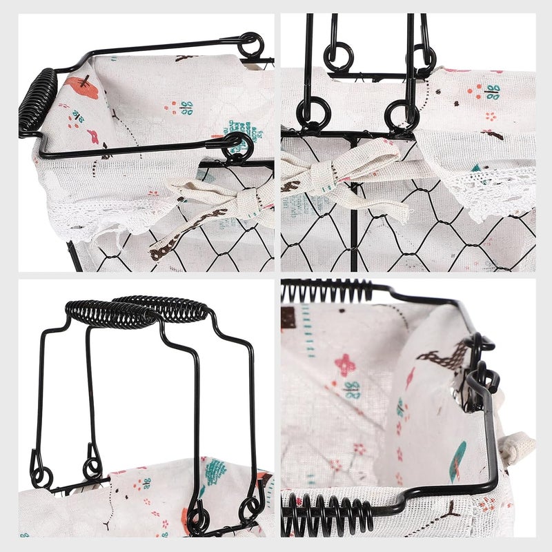 Iron Egg Basket with Fabric Liner Storage Holder for Kitchen Countertop Breathable Fruit and Snack Organizer Basket for Home Storage and Pantry Random Color Random Style - Image 5