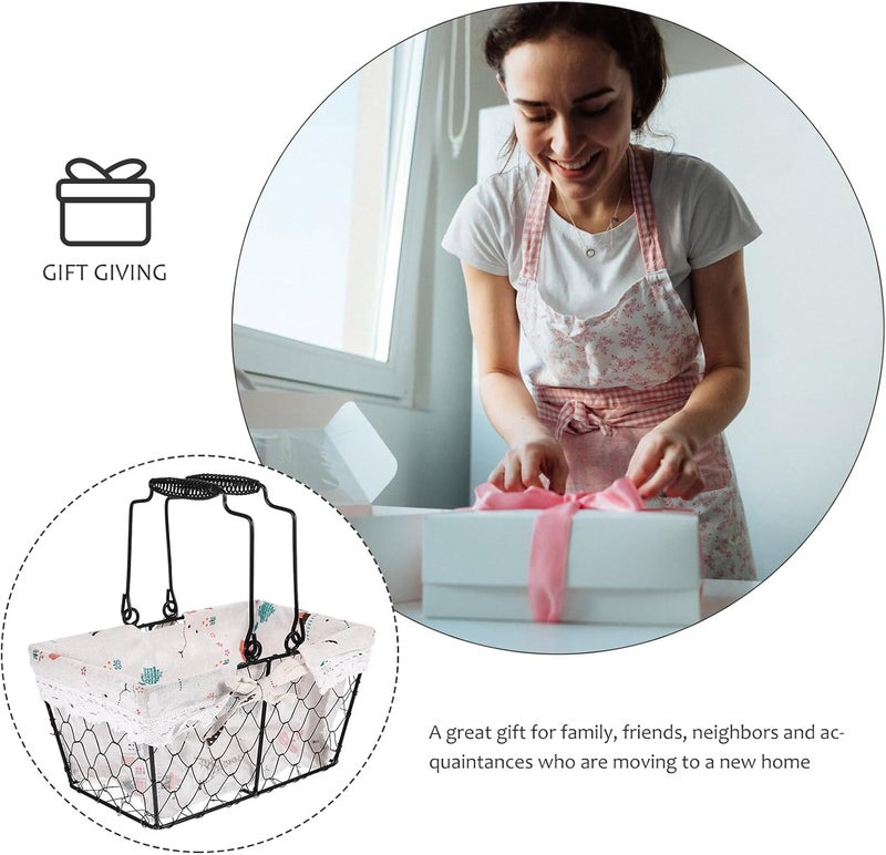 Iron Egg Basket with Fabric Liner Storage Holder for Kitchen Countertop Breathable Fruit and Snack Organizer Basket for Home Storage and Pantry Random Color Random Style - Image 3