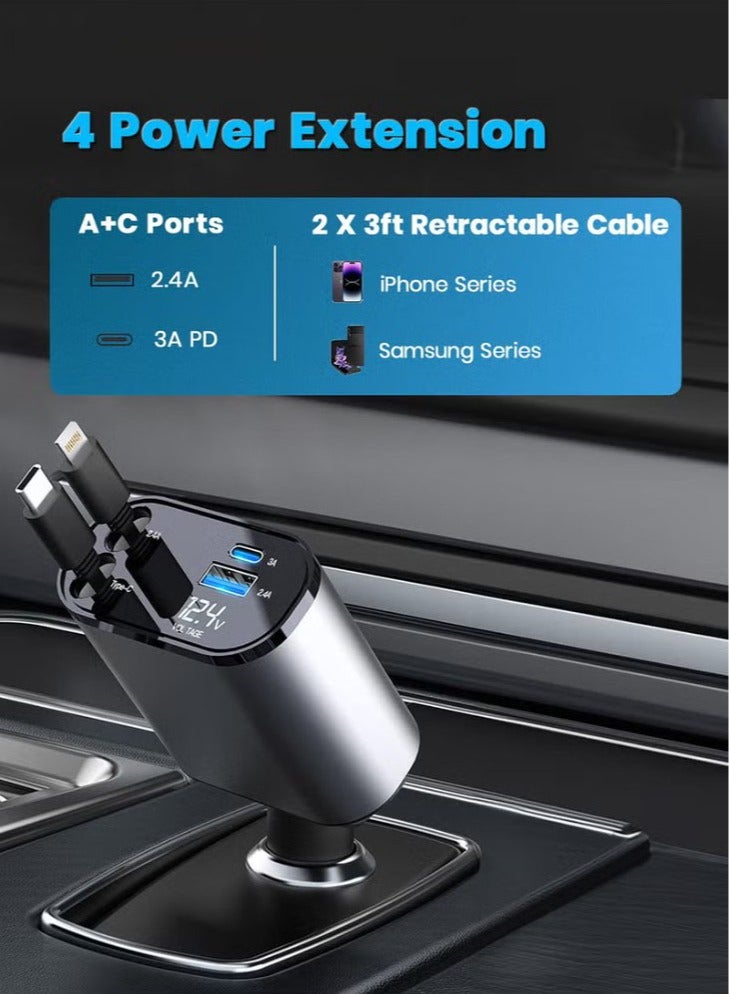 DUSALA 100W Fast Car Charger, 4-in-1 USB C Cable – Compact & Portable - Image 2