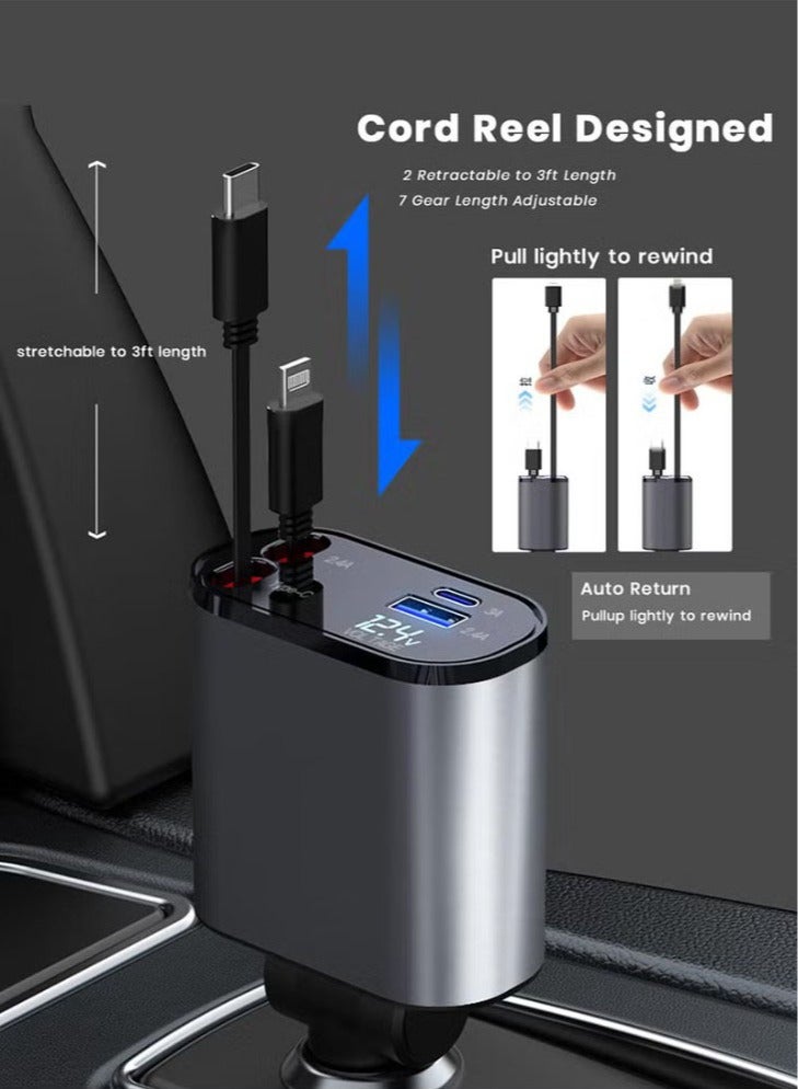 DUSALA 100W Fast Car Charger, 4-in-1 USB C Cable – Compact & Portable - Image 5