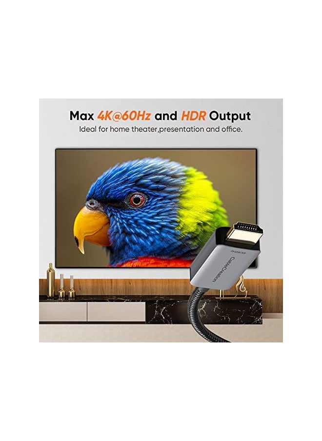 CableCreation - Active Dp To Hdmi Cable Hdr 4K 60Hz 2K 144Hz 1080P 144Hz 8Ft Unidirectional Dilayport To Hdmi Monitor Cable Dp 1.4 To Hdmi 4K Braided Support Eyefinity Multi Dilay Aluminum - Image 1